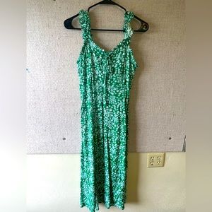 Floral Green w/ Red Details and Ruched Straps